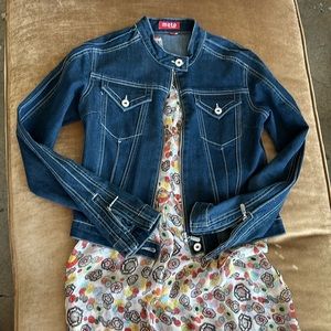 Moto Brand UK design Denim jacket Zipper detailed Dark Blue